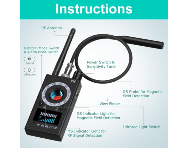 Hidden Camera, Bug, GPS & RF Detector - Image 2
