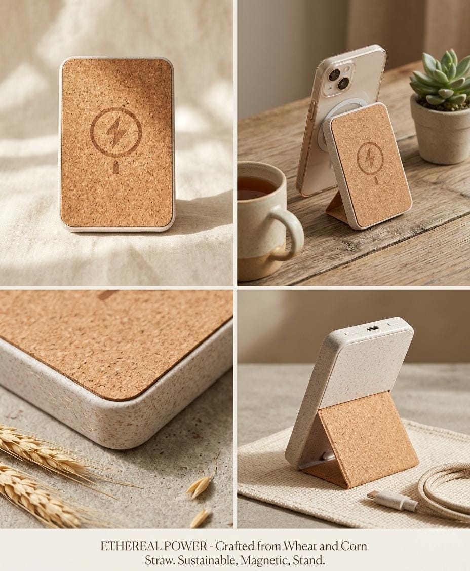 Engraved Wheat Straw MagSafe Power Bank