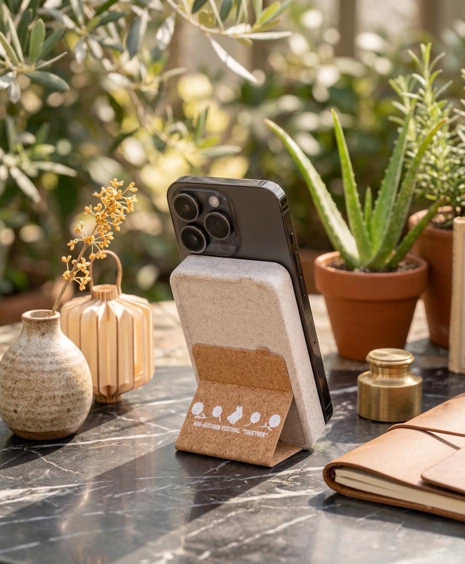 Engraved Wheat Straw MagSafe Power Bank