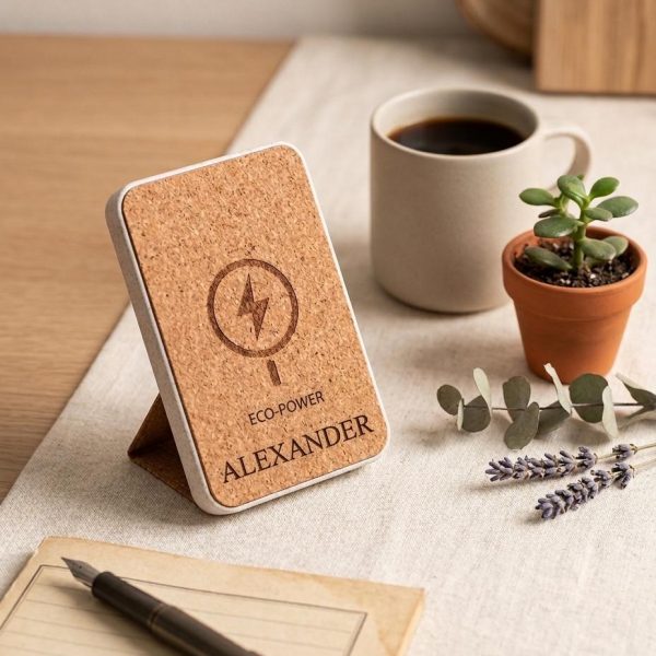 Engraved Wheat Straw MagSafe Power Bank