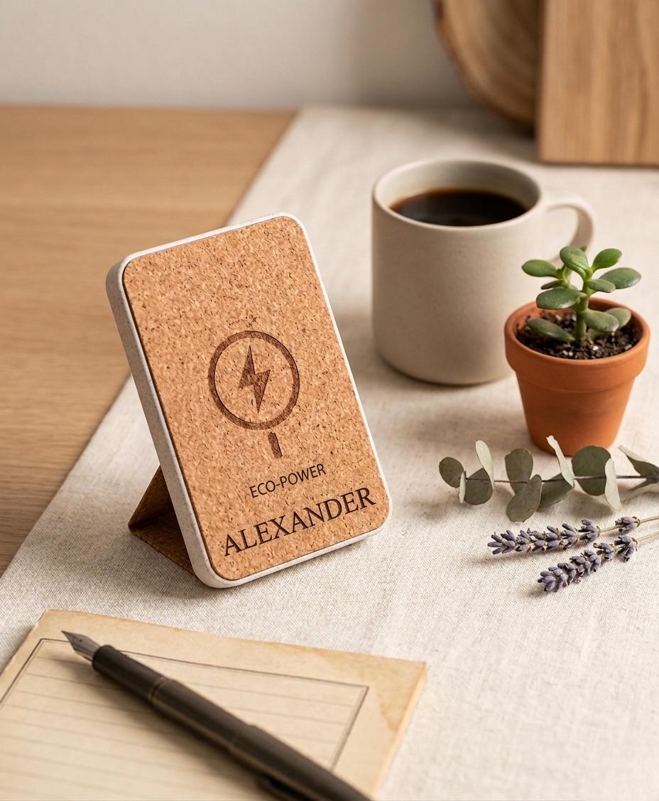 Engraved Wheat Straw MagSafe Power Bank