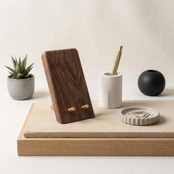 Solid Walnut Minimalist Phone Stand