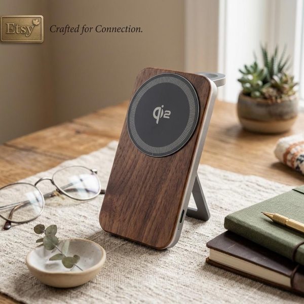 Qi2 Solid Wood Foldable 3-in-1 Stand