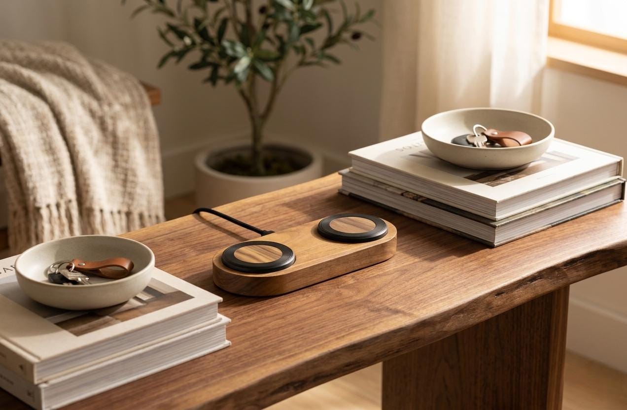 Dual 30W Black Walnut Charging Dock
