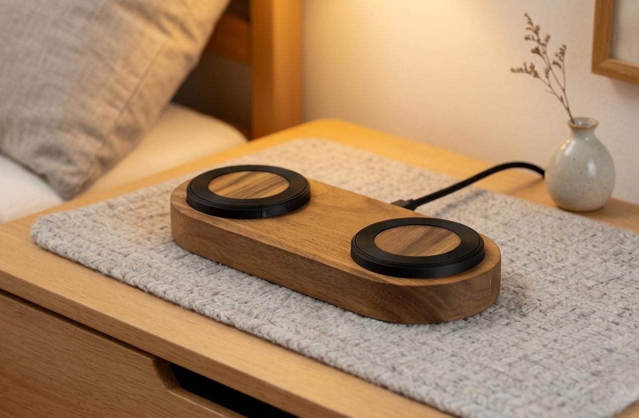 Dual 30W Black Walnut Charging Dock