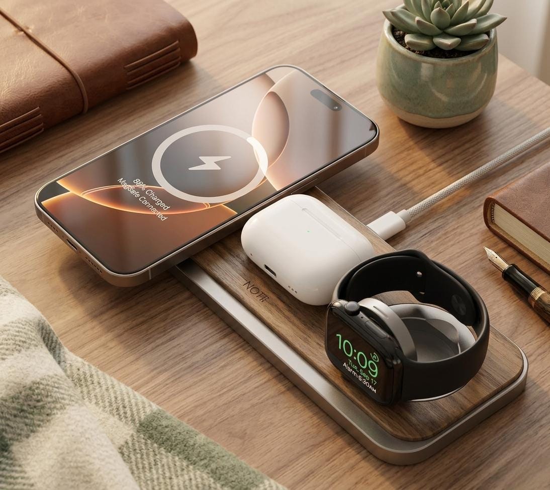 3-in-1 Wood & Metal MagSafe Station