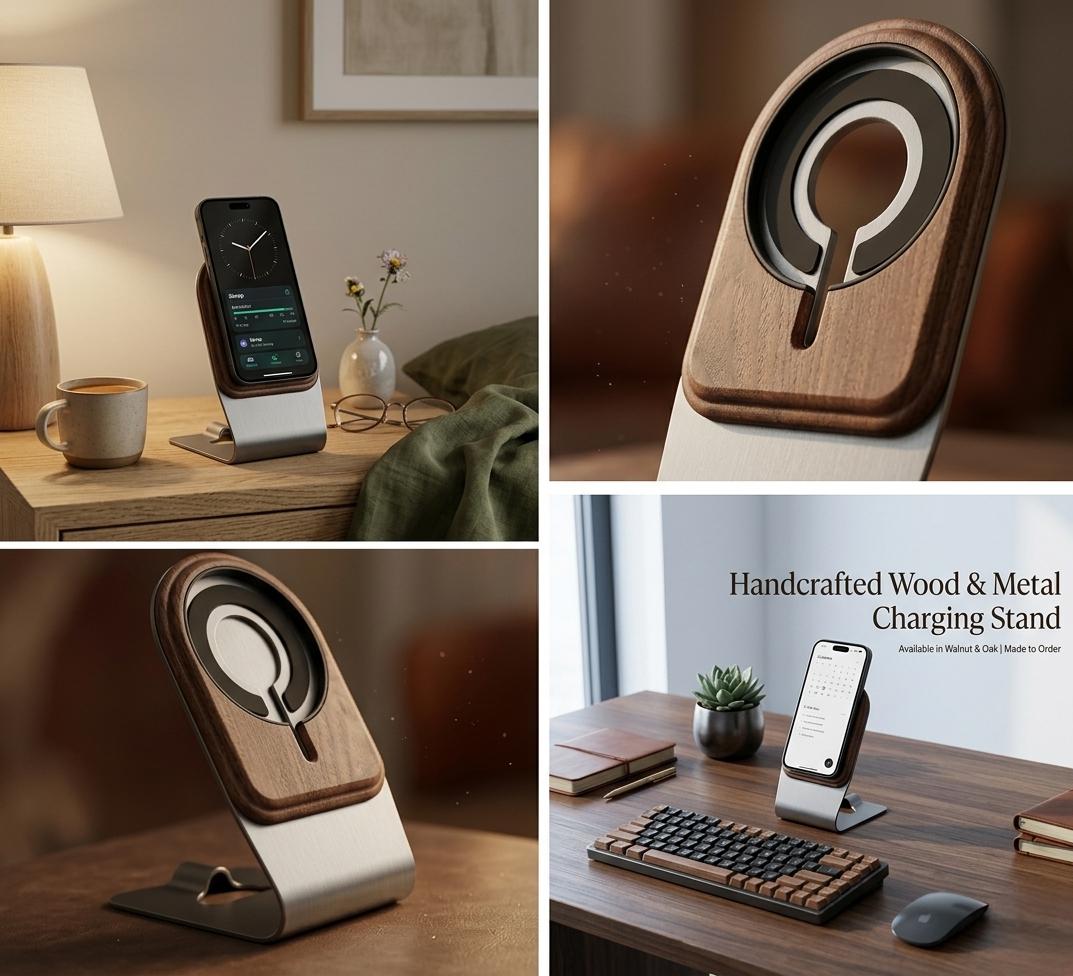 Walnut & Oak MagSafe Charging Stand