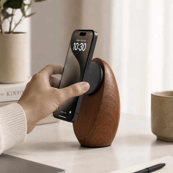 Sculptural Wooden MagSafe Stand