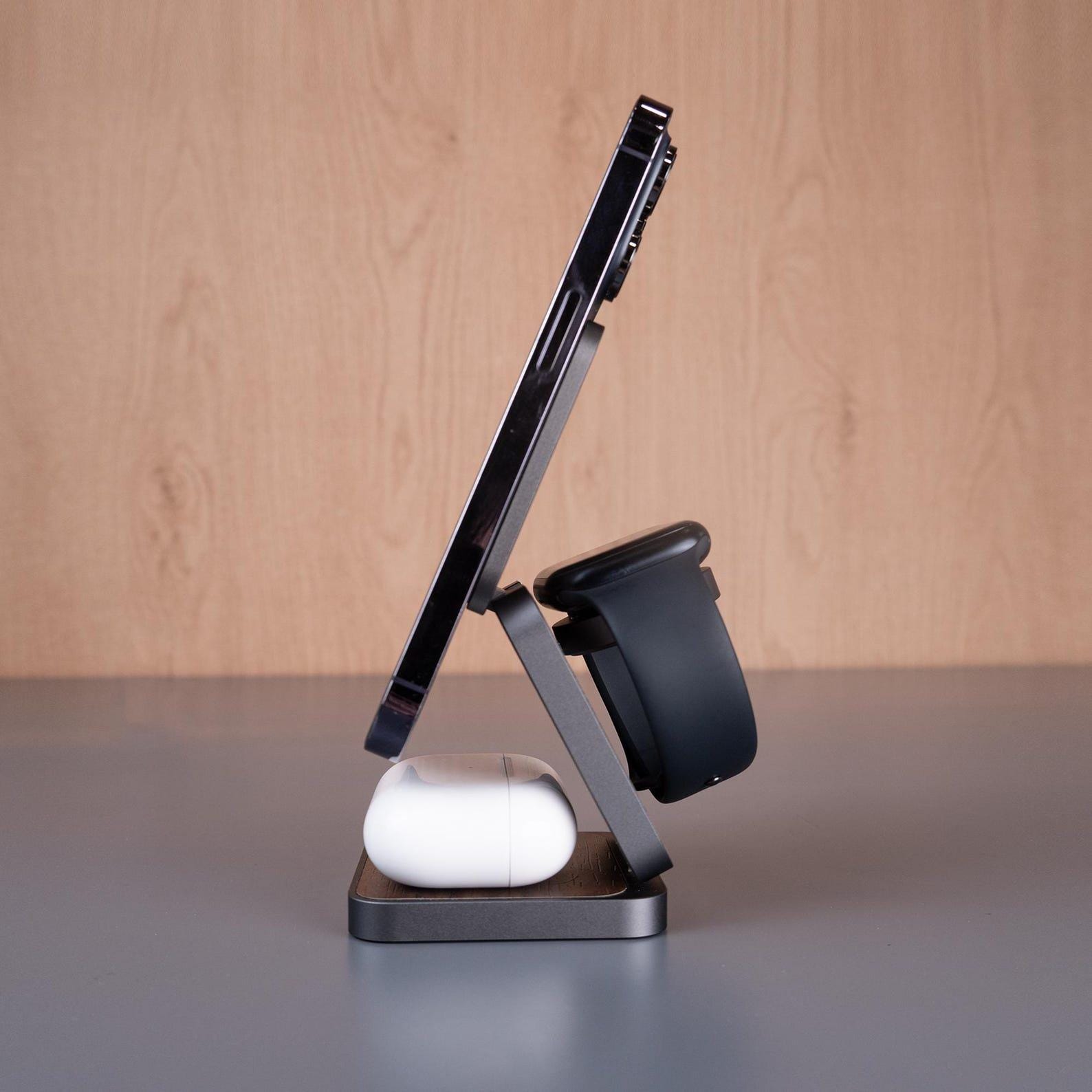 Foldable Wood-Grain 3-in-1 Charger