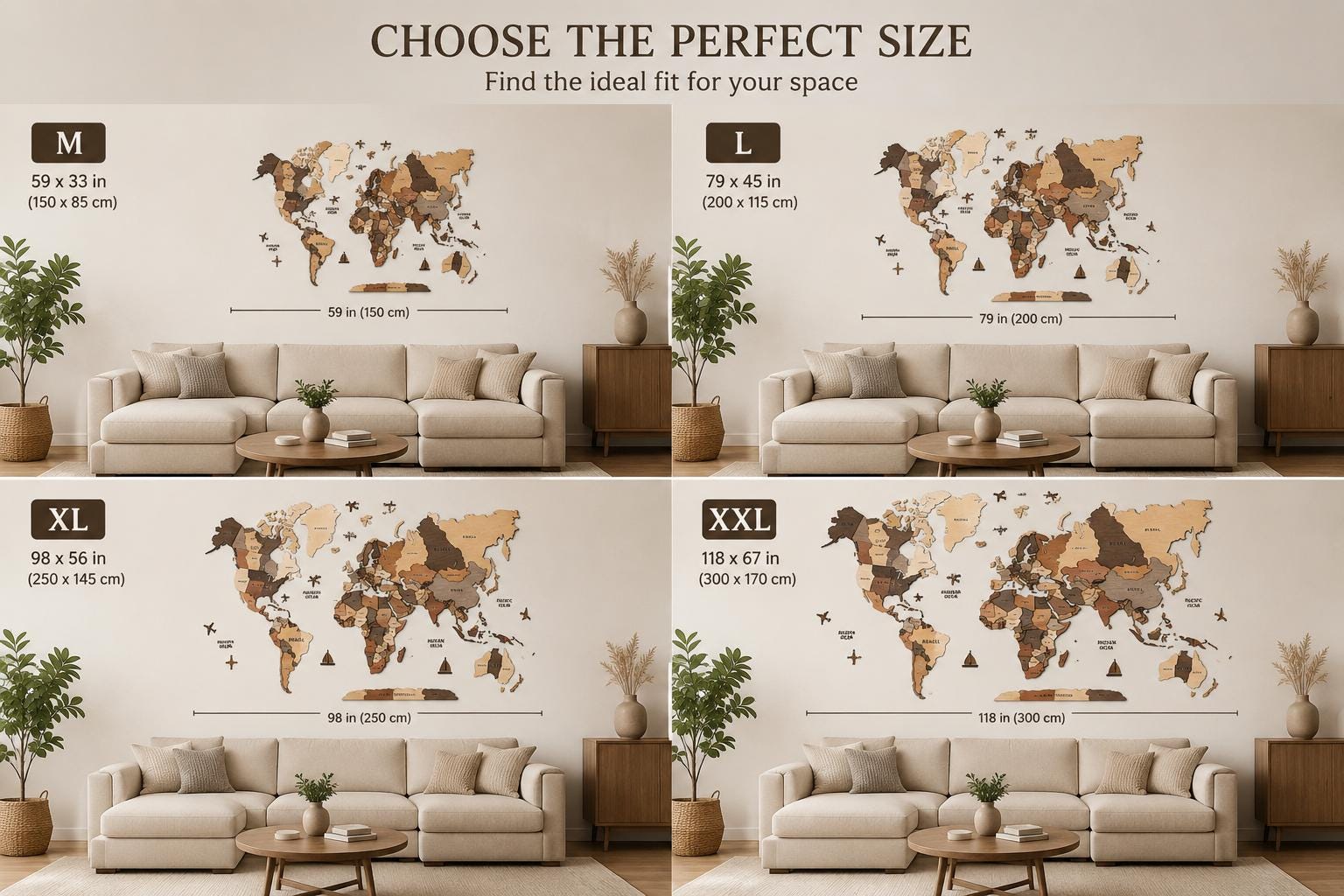 3D Layered Wooden World Map