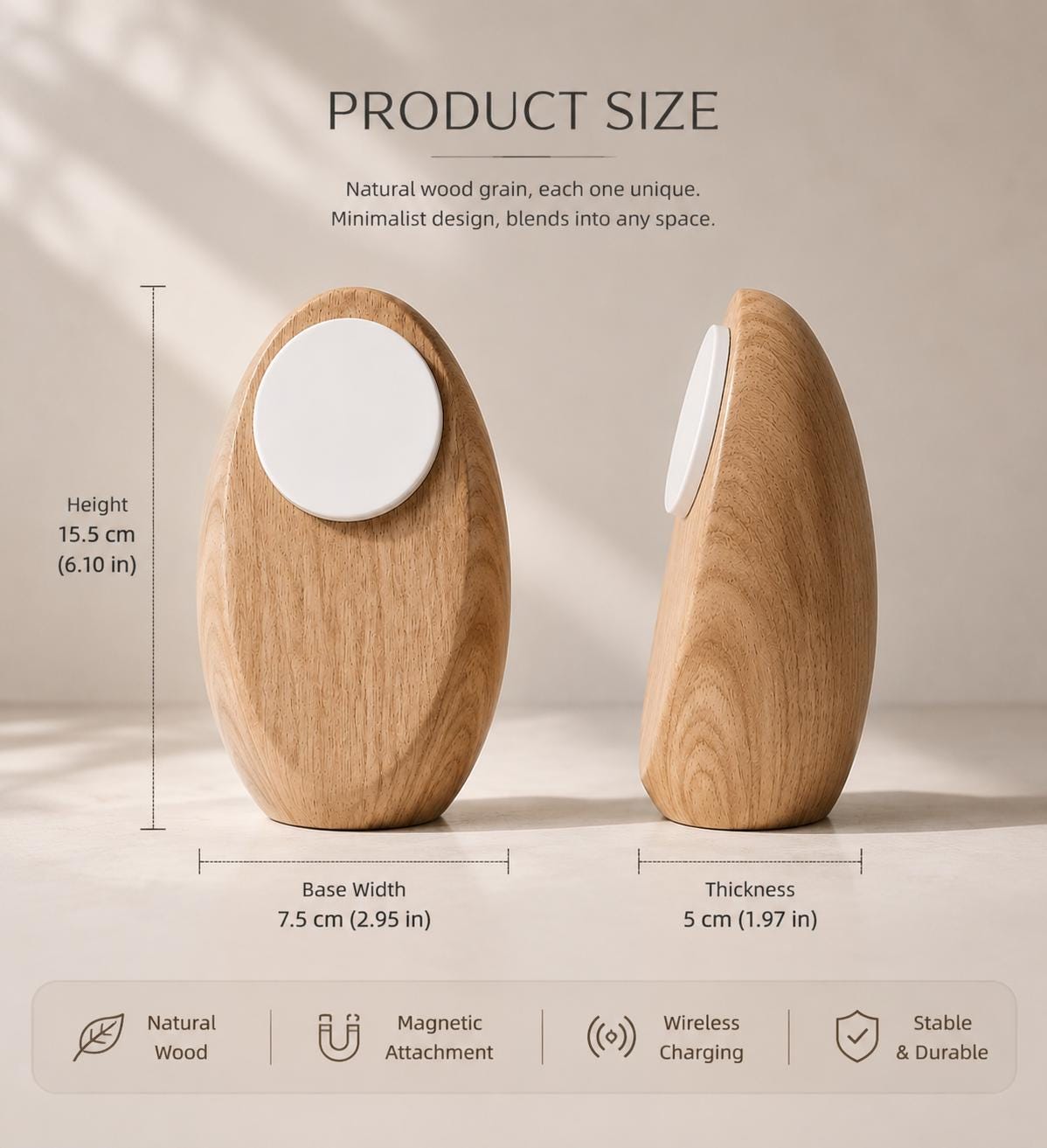 Sculptural Wooden MagSafe Stand
