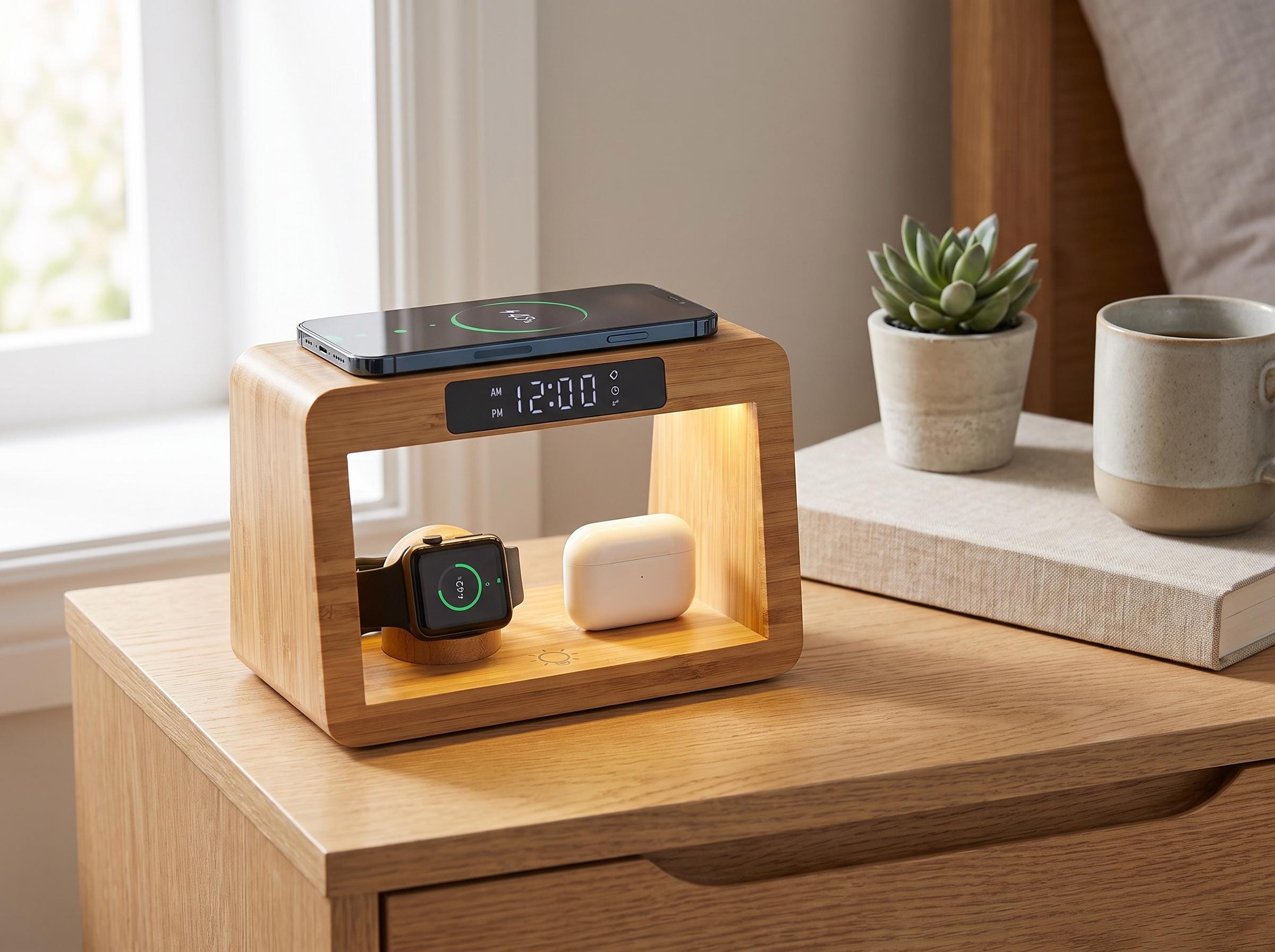 Bamboo 5-in-1 Bedside Charging Station