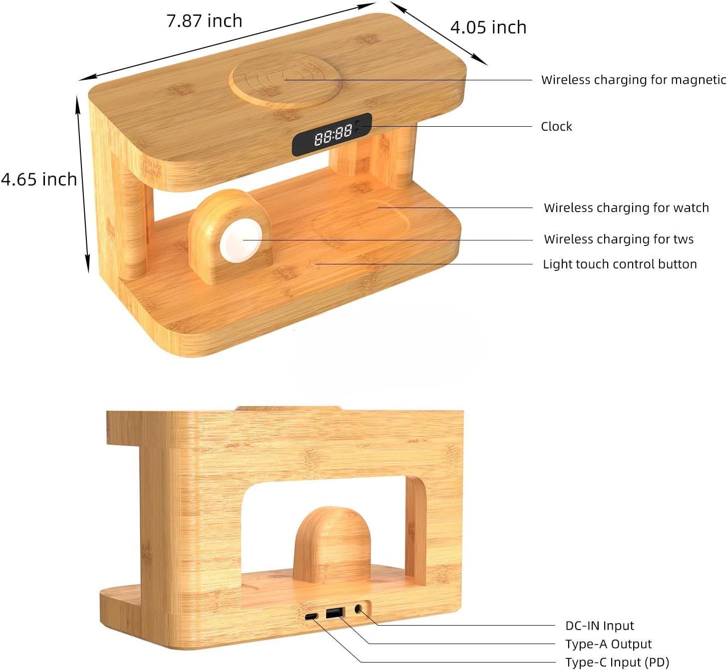 Bamboo 5-in-1 Bedside Charging Station
