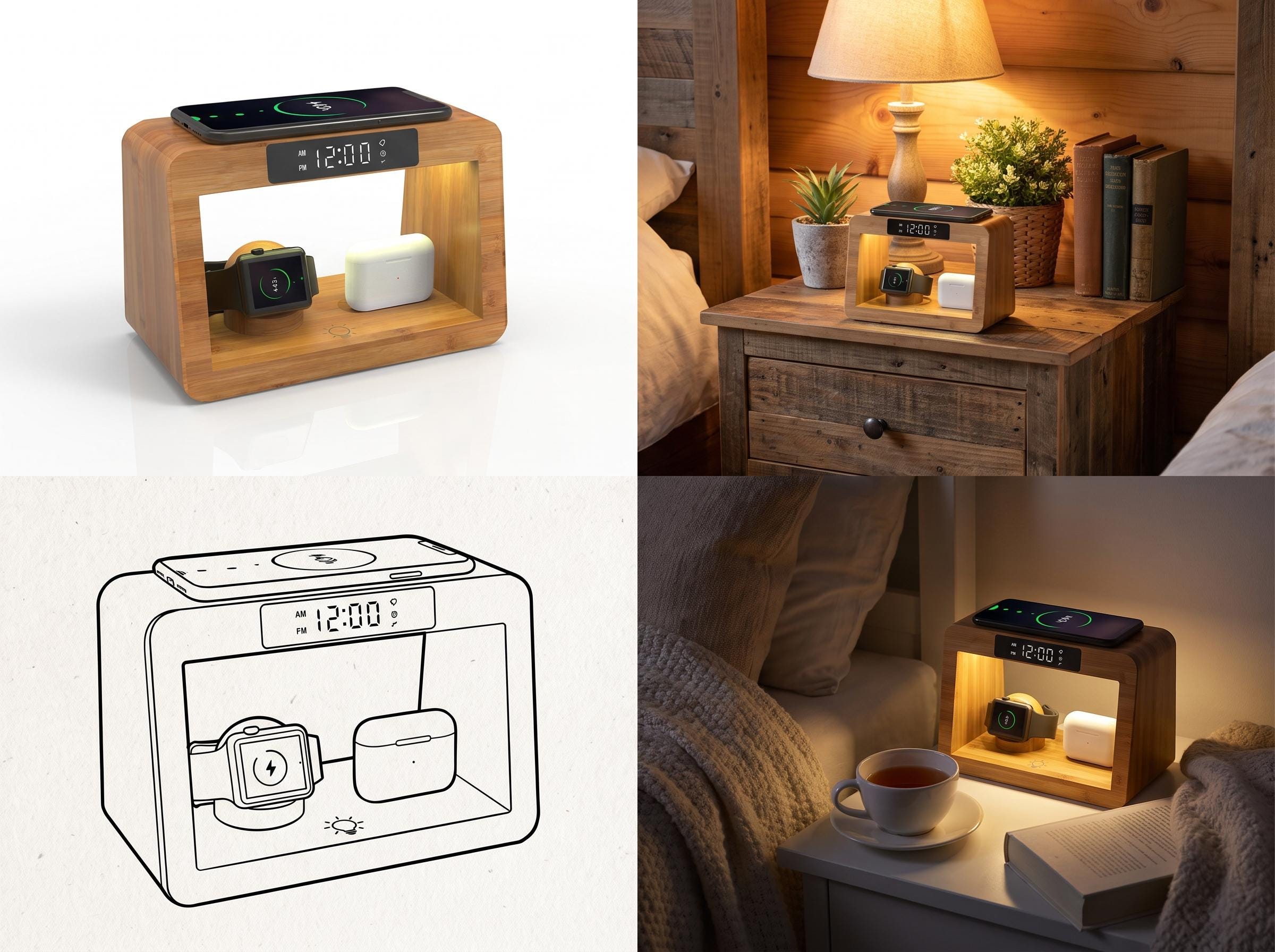 Bamboo 5-in-1 Bedside Charging Station