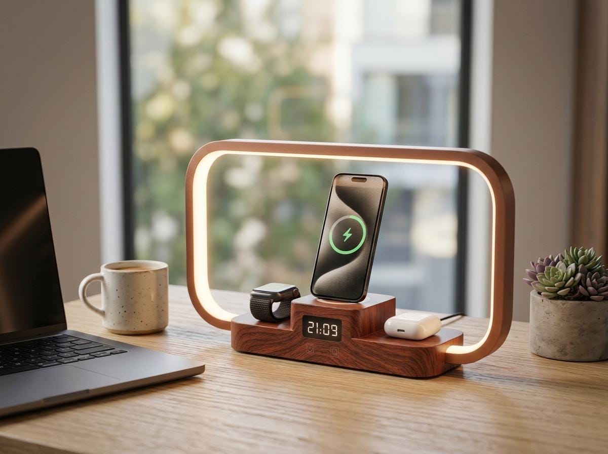 3-in-1 Charging Lamp with Clock