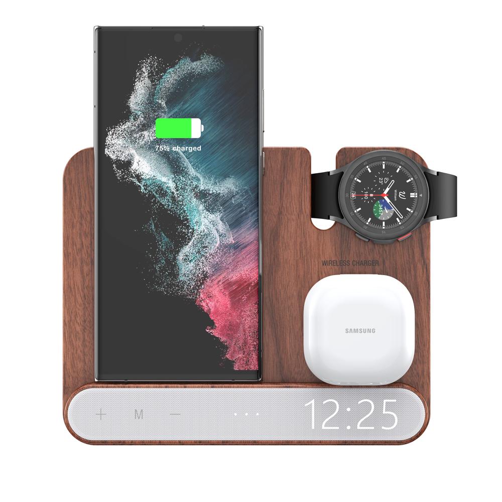 Walnut Foldable 3-in-1 Charging Station