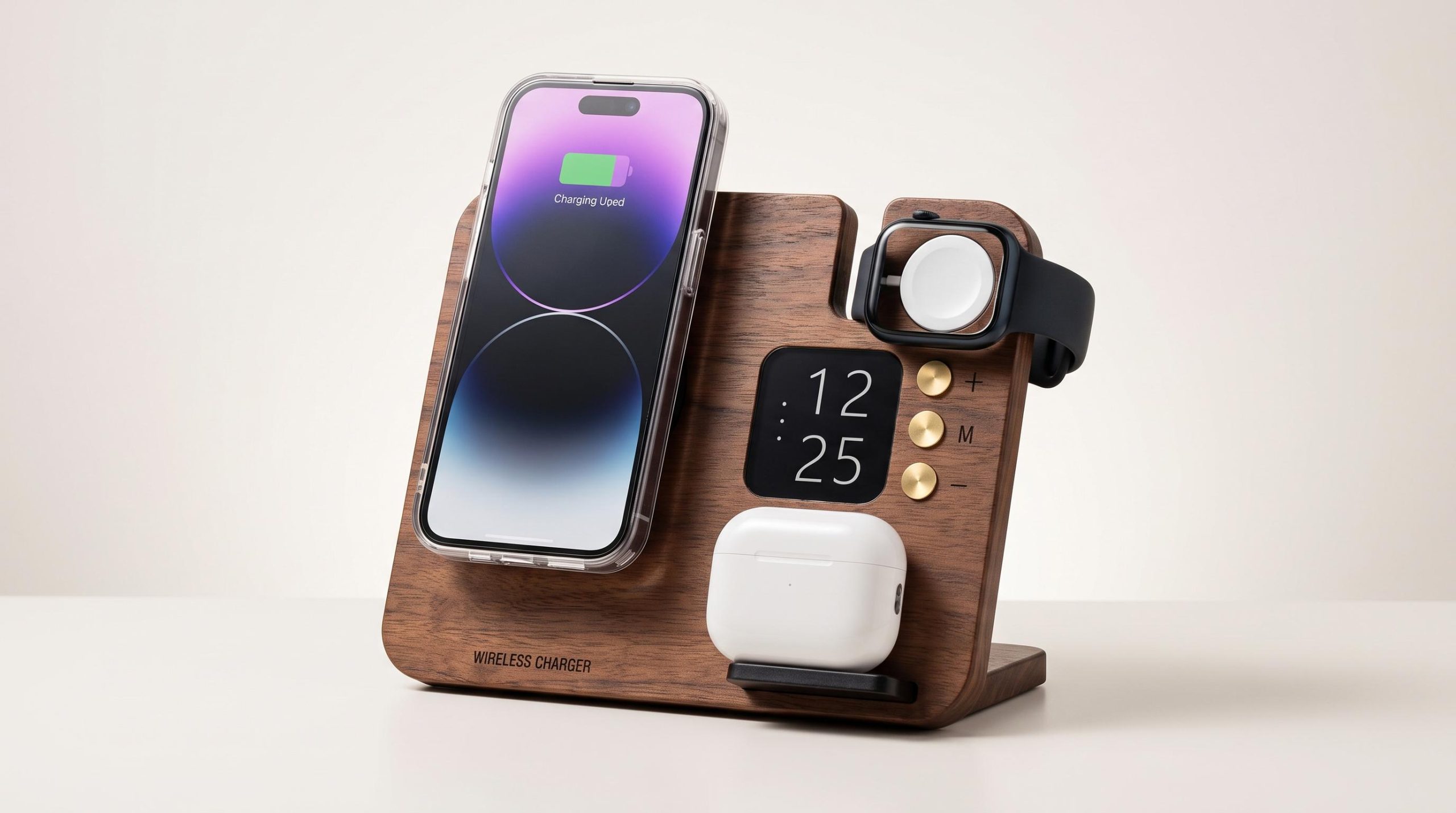 Walnut Foldable 4-in-1 Charging Station
