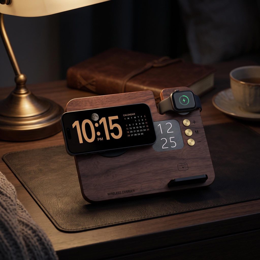 Walnut Foldable 4-in-1 Charging Station