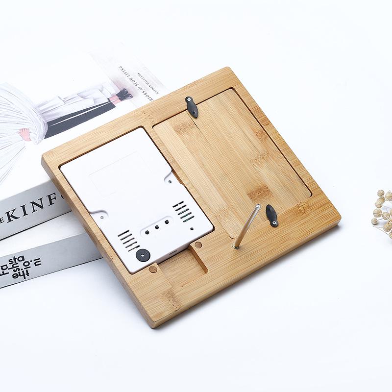Bamboo Photo Frame Charger with Clock - Sophistaa Bedside