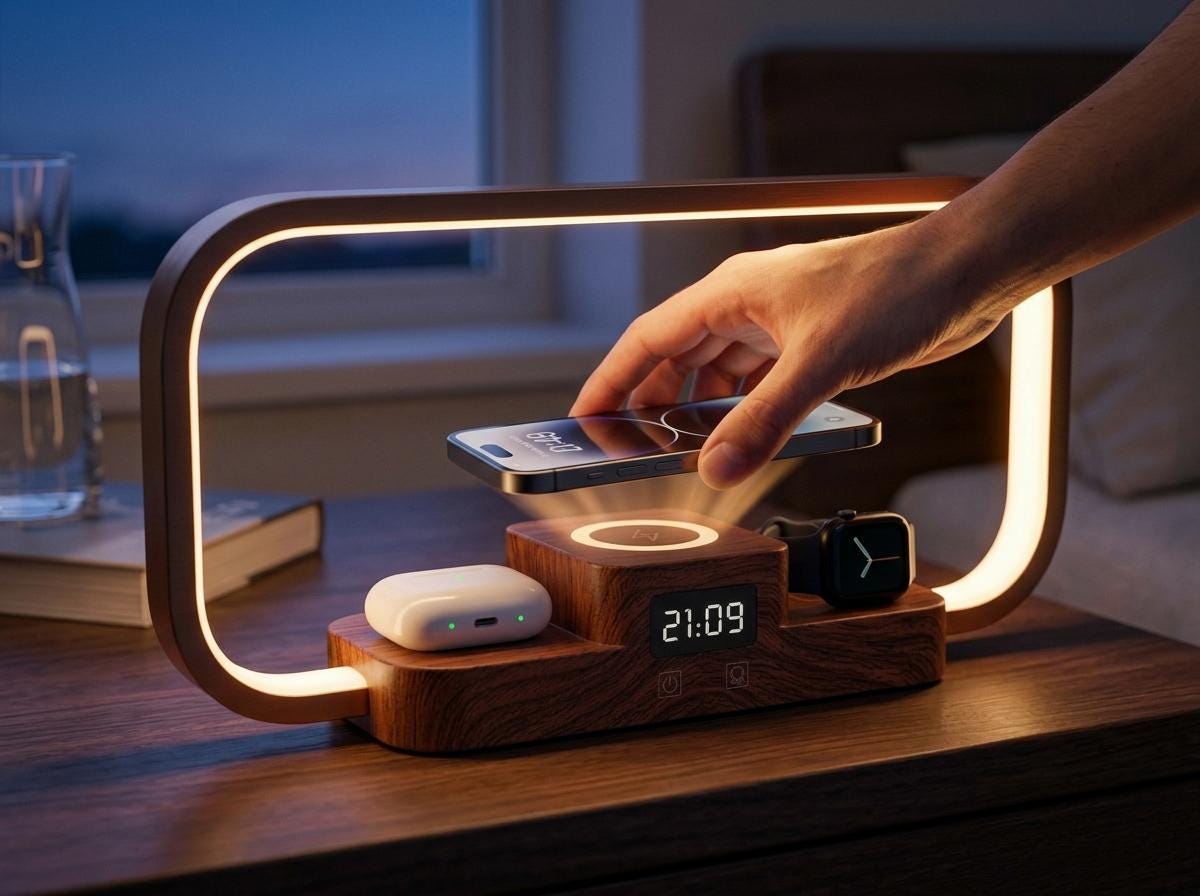 3-in-1 Charging Lamp with Clock