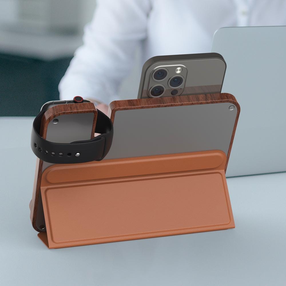 Walnut Foldable 3-in-1 Charging Station