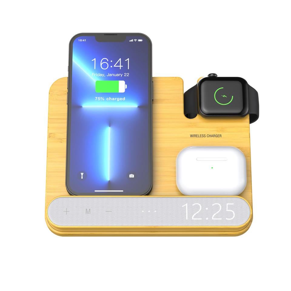 Walnut Foldable 3-in-1 Charging Station
