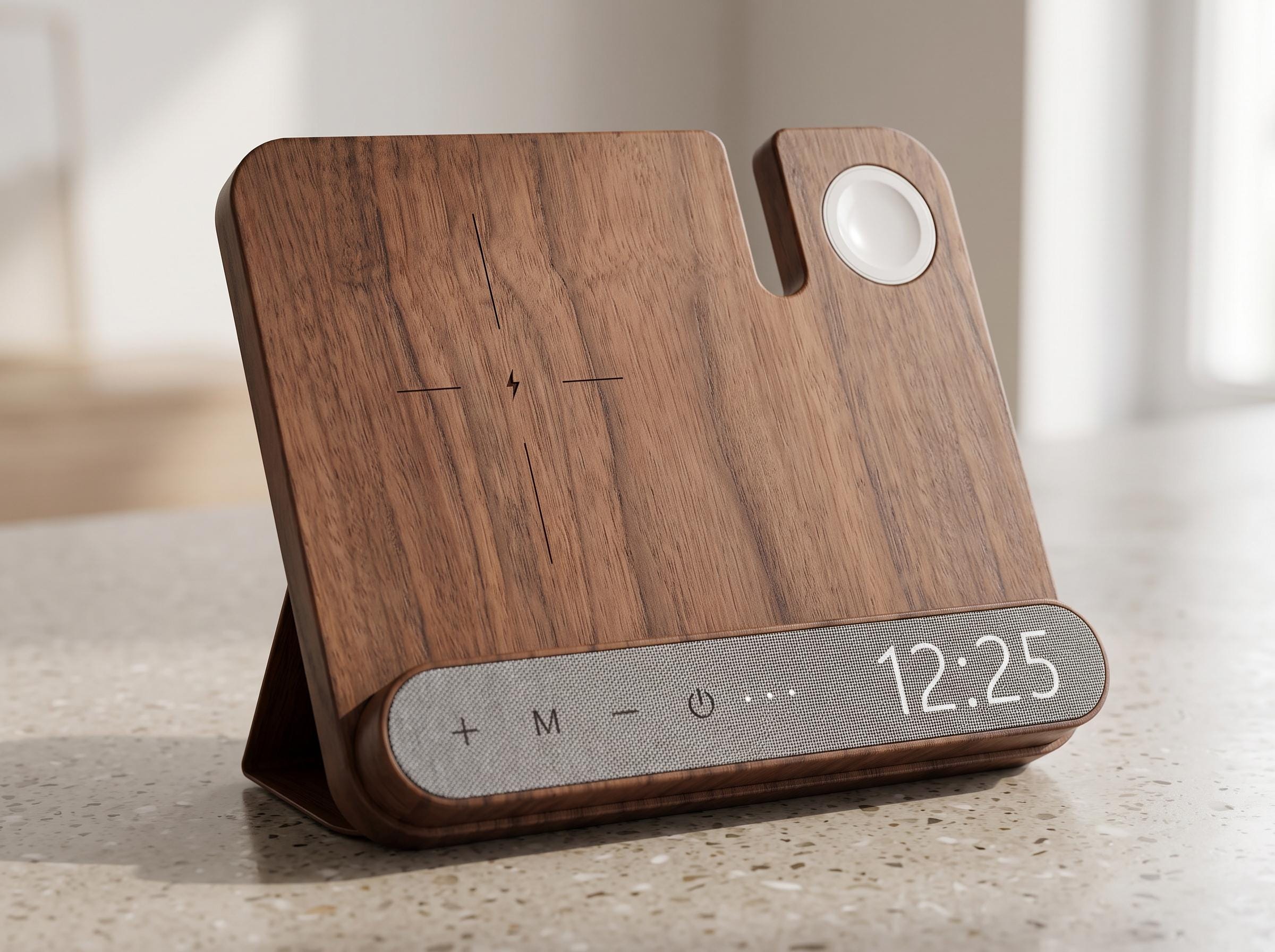 Walnut Foldable 3-in-1 Charging Station