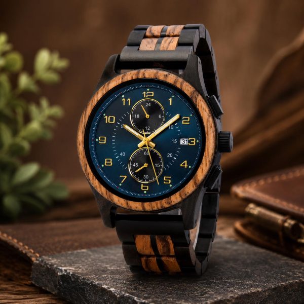 Chronograph Wood Watch for Men, 4 Colors