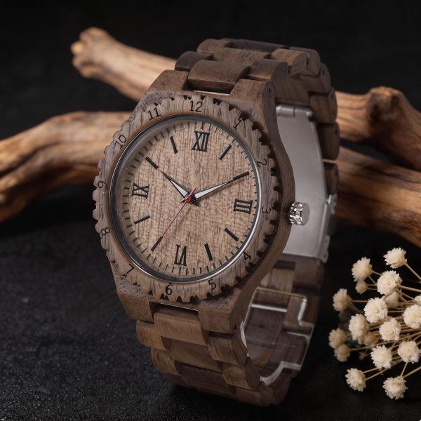 Walnut Wood Watch for Men, Handmade Wristwatch