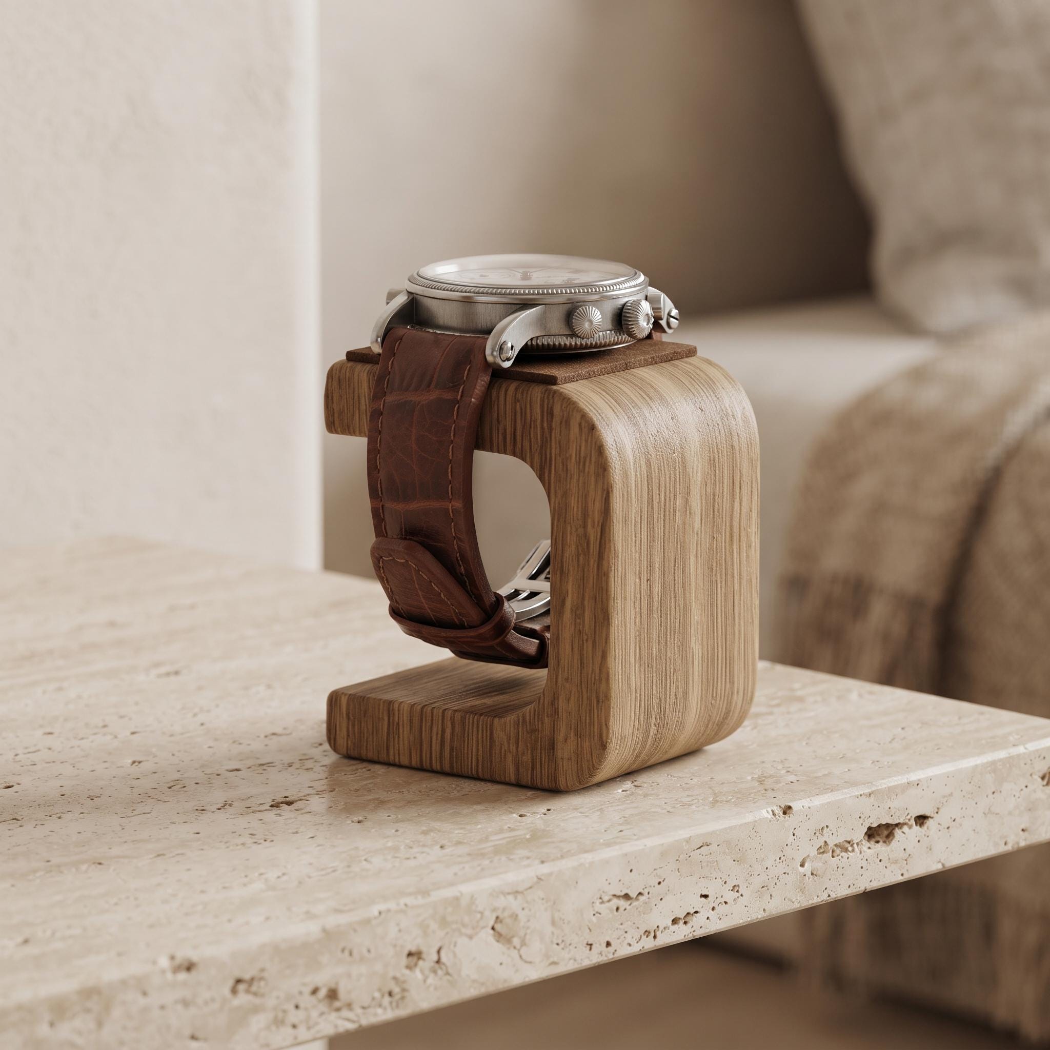 Oak Wooden Watch Stand for Nightstand