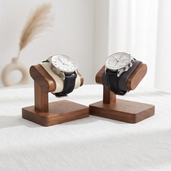 Walnut Watch Stand with Suede Cushion